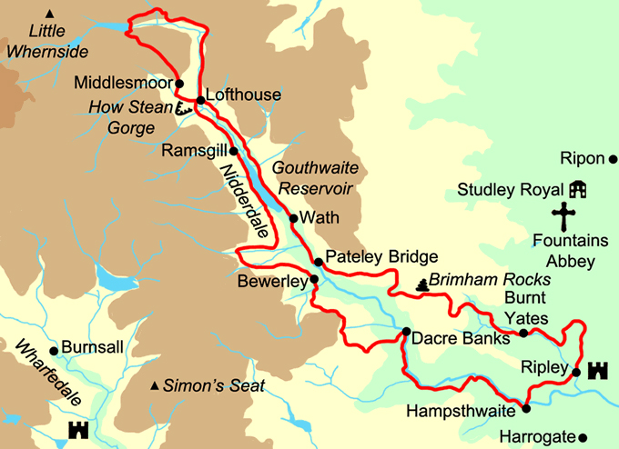 Nidderdale Way map